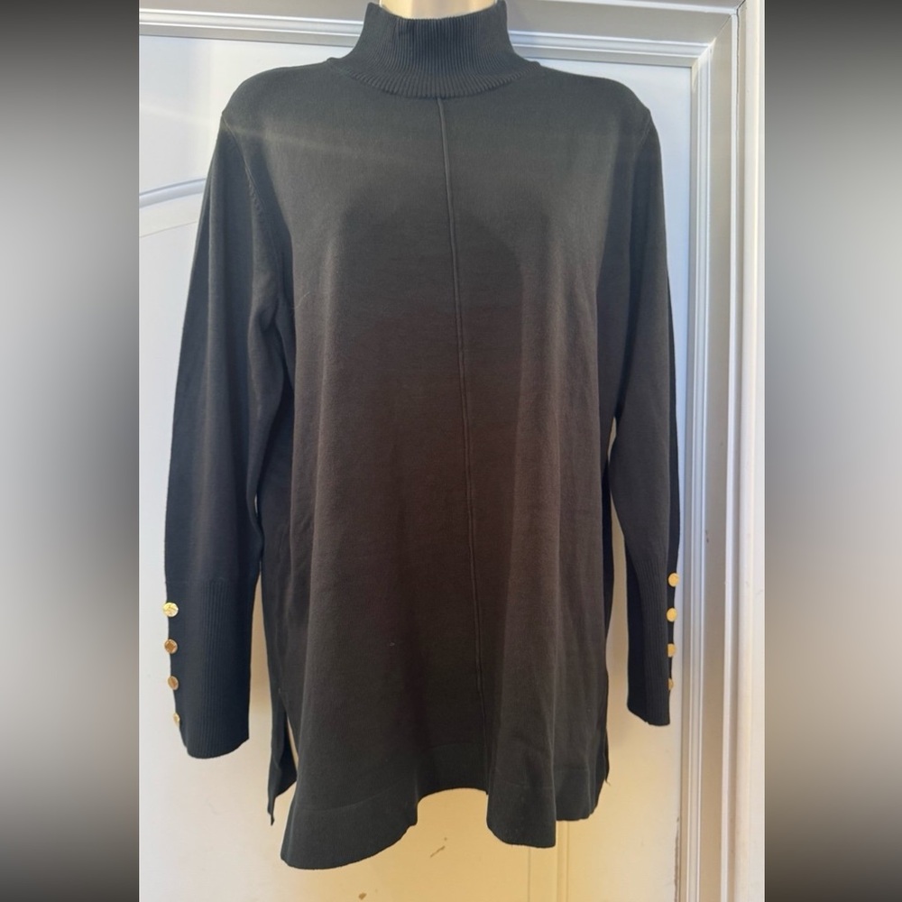 New Anne Klein Green Mock Neck Sweater
